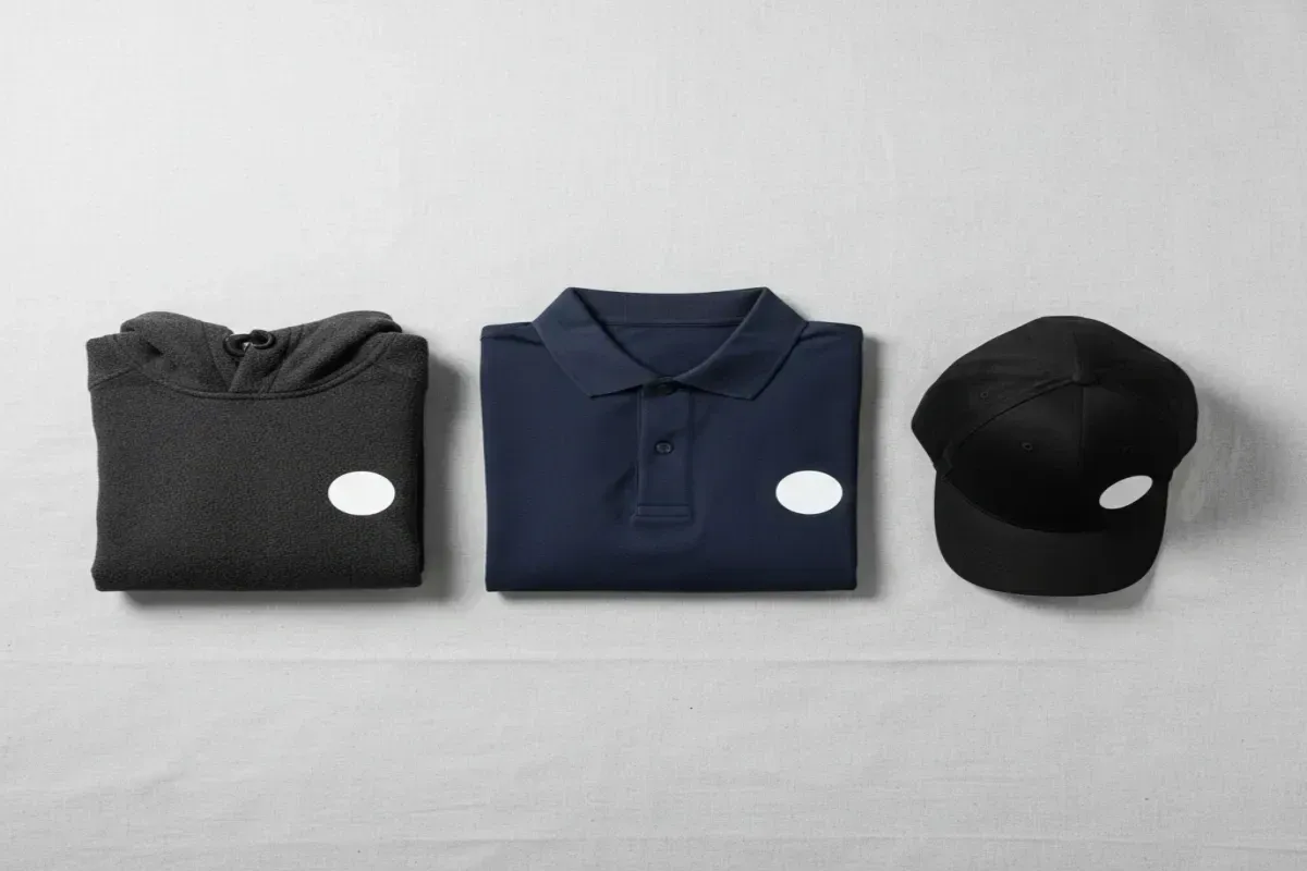 Textilauswahl — verschiedene Stoffmuster und Farbfächer