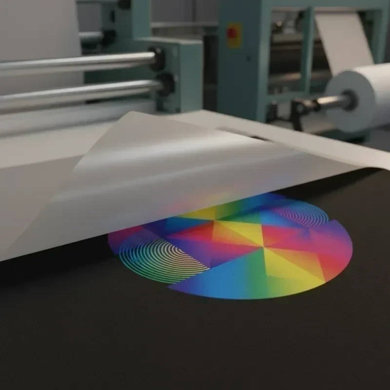 DTF-Transfer wird auf ein dunkles T-Shirt gepresst — Nahaufnahme Transferdruck-Verfahren