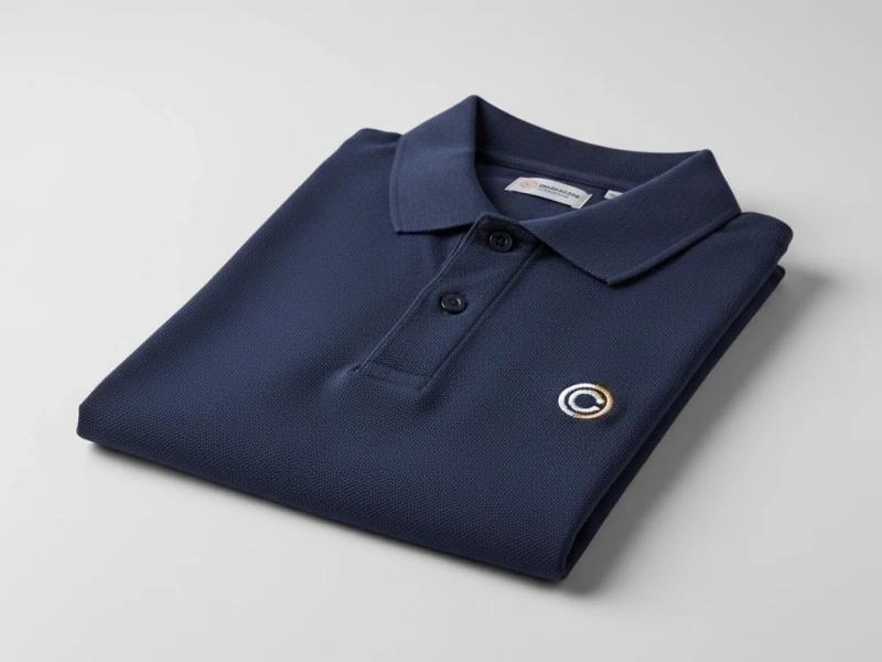 Navy Poloshirt mit gesticktem Firmenlogo — präzise bestickt